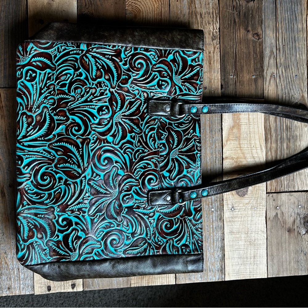 Elegant Turquoise Floral Women Bag